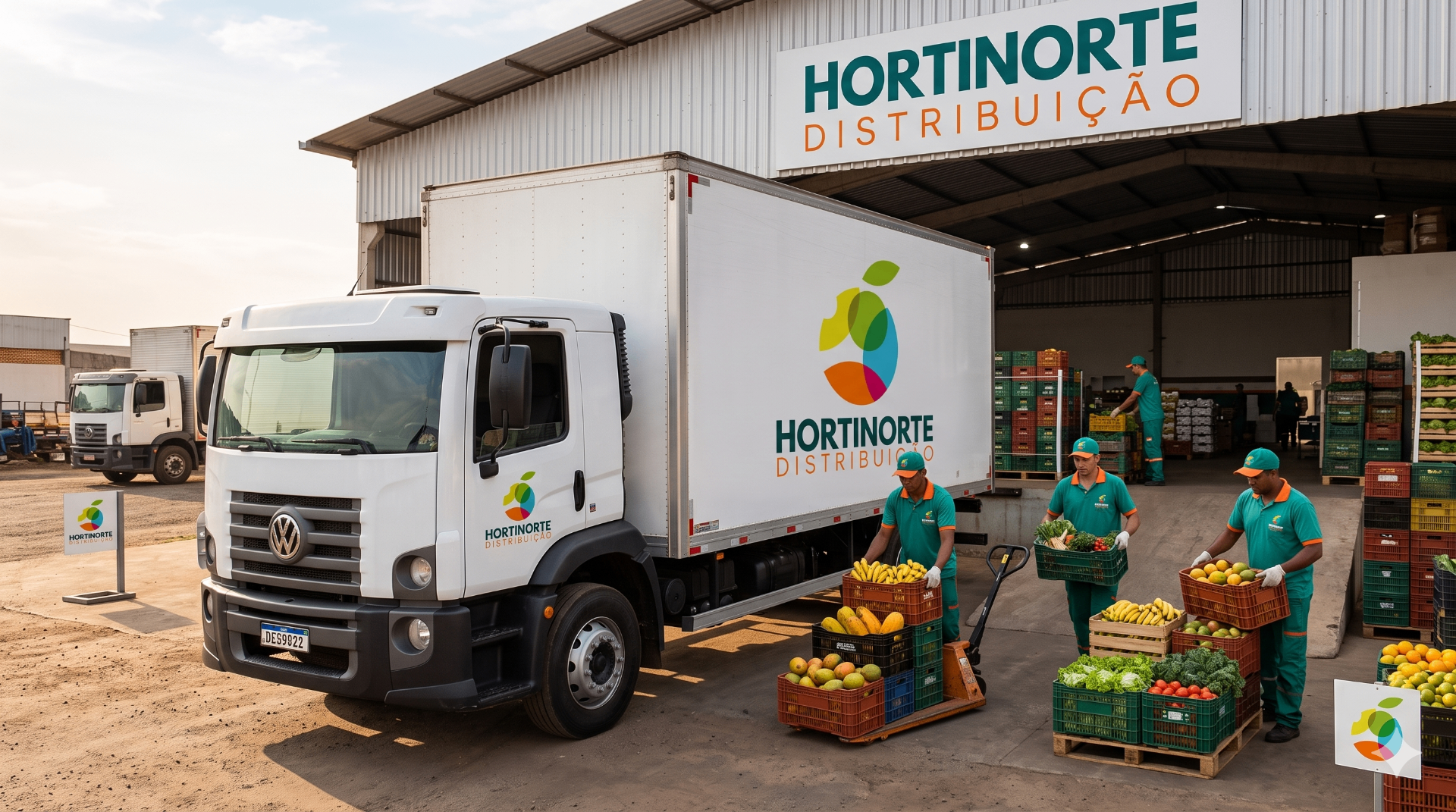 Caminhão Hortinorte Distribuição carregando hortifrúti em Manaus
